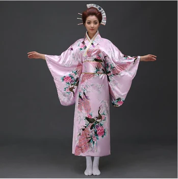 Sexy Negru Japoneze Femei Rochie de Seara Mătase Raionul Kimono Yukata Cu Obi Rochie de Dans Cosplay Costum Floare O Mărime JK067