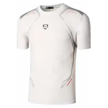 Jeansian Sport de Bărbați Tricou Tricou T-Shirt, Blaturi Sală de Fitness Execută Antrenament de Fotbal cu Maneci Scurte se Potrivesc Uscat LSL020 White2