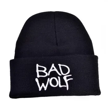 Iarna Unisex Bad wolf Scrisoare Broderie Moda Ține de Cald Lână Tricotate Căști Căciuli, Pălării Capace Pentru Barbati Femei