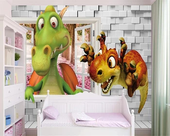 Beibehang Tapet Personalizat Camera pentru Copii Decor Perete Dinozaur 3D Stereo Dinozaur Desene animate pat Cameră de Fundal 3D Tapet mural