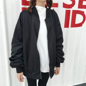 Jachete Femei Harajuku Tipărite Maneca Lunga Stand Guler Toate-meci de Femei de Îmbrăcăminte coreeană Stil de petrecere a timpului Liber în Vrac la Modă Studenți