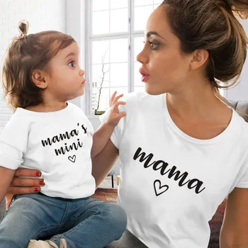 Vara, Mama și Fiica Familiei Haine Potrivite Tinute Mama și Mama lui Mini Negru T-shirt Mama si Copii Haine 1 buc