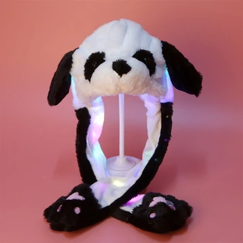 Copiii adulți Aprinde Animal de Pluș Pălărie cu Mișcare Urechi de Iepure de Desene animate Iepuras Panda LED-uri Stralucitoare Earflap Cap Jucării de Pluș