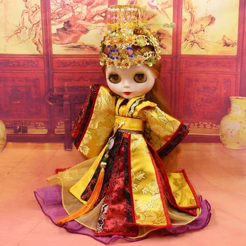 Blyth dolla set de Împărat Chinez tinuta inclusiv coroana costum pentru 1/6 păpușă de GHEAȚĂ BJD NEO