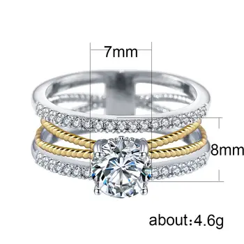2021 lux, aur, argint culoare geometrie inel de logodna pentru femei aniversare de bijuterii cadou de Ziua Îndrăgostiților подарок девушке R5488