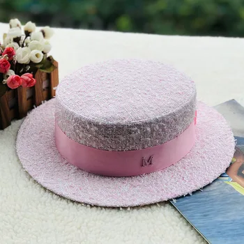 Pălării de iarnă pentru Femei ,Personaliza Carouri Pălărie ,high-end Decorative Pălărie Alb-Negru Carouri Plat Pălărie de Top,Scrisoare Pălărie Elegantă