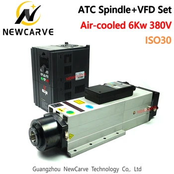 Noi Sosesc! CNC ATC Set HQD 6KW ATC Ax Racit cu Aer ISO30 + 7,5 KW VFD 380V Fuling cel MAI bun Invertor Pentru Grava Mașină NEWCARVE