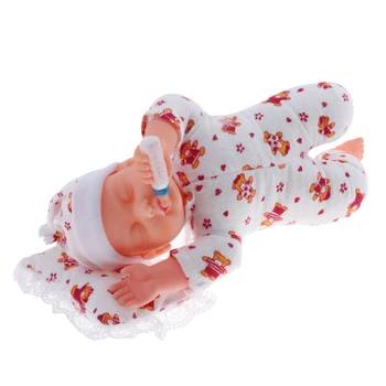 12 țoli Renăscut de Dormit Joc Papusa Baby Doll cu Îngrijire Sticla, Viny Membrelor Corp din Bumbac Moale, Copii, Copii mici, Cadou de Ziua de nastere