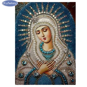 Plin de Diamante Broderie Religioasă 3d 5D DIY Diamant Pictura Fecioarei Maria Religioase, cruciulițe Decor Acasă Manopera Cadou