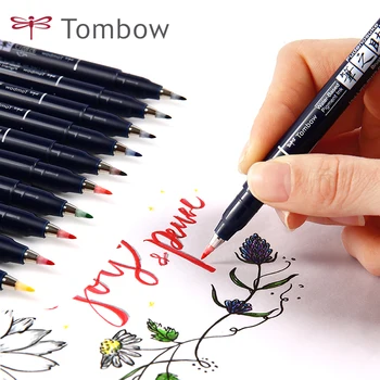 TOMBOW 10Colors Japanes Stilou Caligrafie Impermeabil Markeri Perie Moale Pixuri pentru Litere Scris, Desen, Artă Suppies
